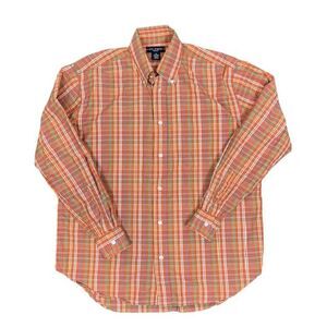 Ivy Crew‎ Classics Button Down Shirt Plaid Long Sleeve Orange Medium Men's Top